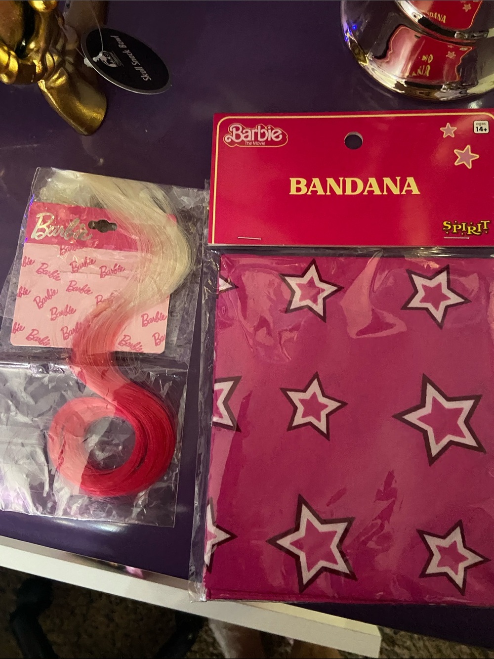 Barbie Hot Pink Star Print Bandana Party Accessory and hair clip